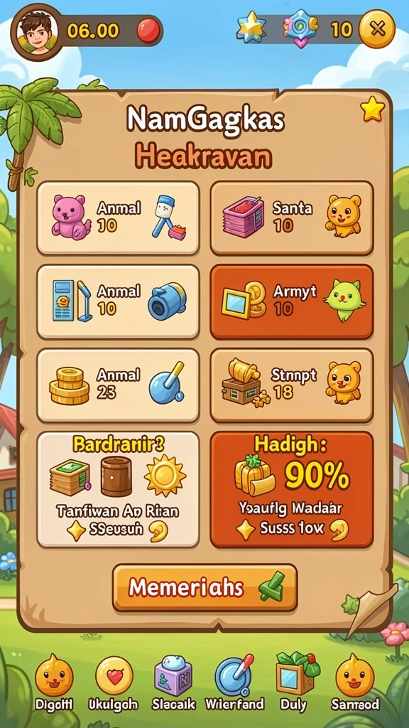 Menu permainan yang beragam dan mudah diakses.